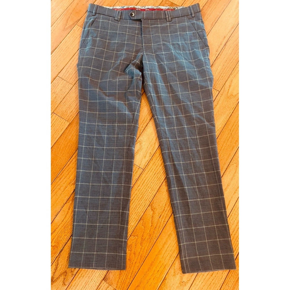 Meyer Trousers Mens 36 X 30 Plaid Grey Rio Chino‎ Pants Lightweight Wool Blend